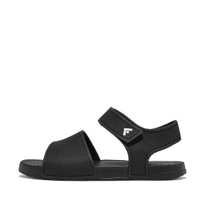 Black Kids' FitFlop Iqushion Junior Ergonomic Back-Strap Sandals | 650KSEXWF