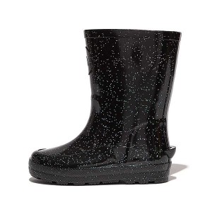 Black Kids' FitFlop Wonderwelly Toddler Glitter Ergonomic Rain Boots | 726YUABSZ