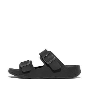 Black Men's FitFlop Gogh-Moc Buckle Nubuck Slides | 017PCALMO