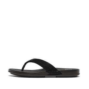 Black Women's FitFlop Gracie Crystal Flip Flops | 264QUZPJL