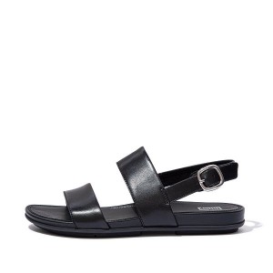 Black Women's FitFlop Gracie Leather Back-Strap Sandals | 045ECMFDQ