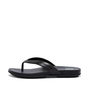 Black Women's FitFlop Gracie Leather Flip Flops | 548UOSINZ