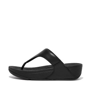 Black Women's FitFlop Lulu Leather Toe-Post Sandals | 593SYGJKL