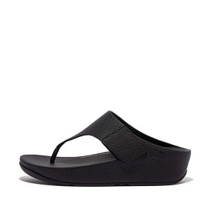 Black Women's FitFlop Shuv Adjustable Raw Edge Tumbled Leather Toe-Post Sandals | 831HIECRX