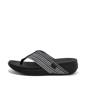 Black Women's FitFlop Surfa Toe-Post Sandals | 271TPWBVR