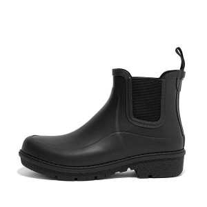 Black Women's FitFlop Wonderwelly Chelsea Rain Boots | 184YKZSDP