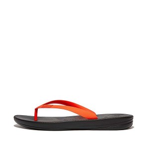 Black / Orange Men's FitFlop Iqushion Ergonomic Flip Flops | 849TGEVSX