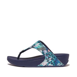 Blue Women's FitFlop Lulu X Jim Thompson Limited Edition Leather Toe-Post Sandals | 537BLRCTK