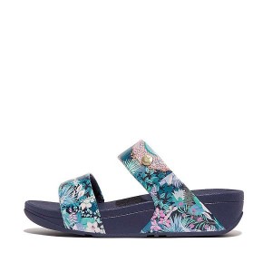 Blue Women's FitFlop Lulu X Jim Thompson Limited Edition Leather Slides | 791QWLRJN