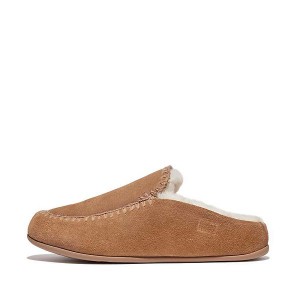 Brown Women's FitFlop Chrissie Ii Haus Shearling Lined Suede Slippers | 012WQKSBC