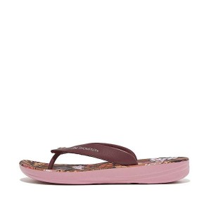 Brown Women's FitFlop Iqushion X Jim Thompson Limited Edition Leather Flip Flops | 152DYLREW