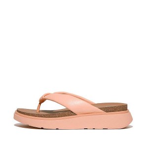 Brown / Coral Women's FitFlop Gen-Ff Padded Strap Leather Toe-Post Sandals | 297EIZYKT