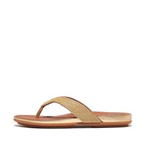 Brown / Gold Women's FitFlop Gracie Shimmerlux Flip Flops | 027XQEMVF