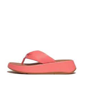 Coral Women's FitFlop F-Mode Leather Twist Flatform Toe-Post Sandals | 728CUMZKD