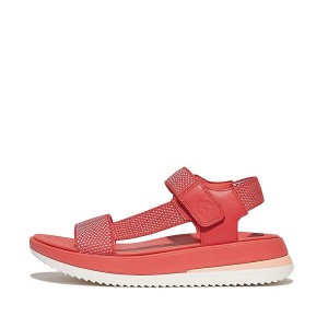 Coral Women's FitFlop Surff Two Tone Sports Webbing Leather Back-Strap Sandals | 105PZVTWE