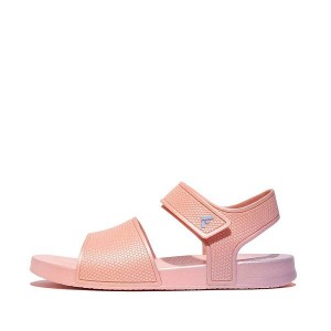 Coral / Purple Kids' FitFlop Iqushion Junior Iridescent Ergonomic Back-Strap Sandals | 738LMQACB