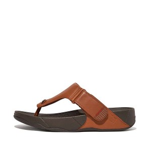 Dark Brown Men's FitFlop Trakk Ii Leather Flip Flops | 608LHMIZU