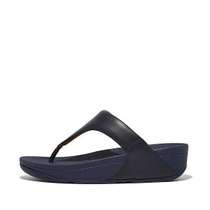 Deep Blue Women's FitFlop Lulu Leather Toe-Post Sandals | 821BNMLSI