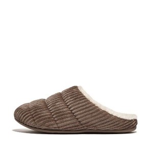 Grey Women's FitFlop Chrissie Biofleece Lined Corduroy Slippers | 462THJOBY