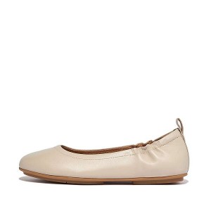 Grey / Beige Women's FitFlop Allegro Soft Leather Ballet Flats | 971LGQMRN