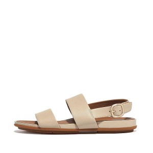 Grey / Beige Women's FitFlop Gracie Leather Back-Strap Sandals | 109BLKTDM