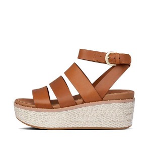 Light Brown Women's FitFlop Eloise Espadrille Wedge Sandals | 410ZJLNOM