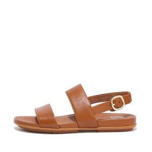 Light Brown Women's FitFlop Gracie Leather Back-Strap Sandals | 253RBSEKJ