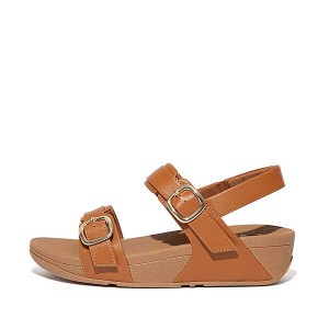 Light Brown Women's FitFlop Lulu Adjustable Leather Sandals | 072SYDTFI