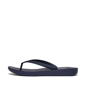 Navy Men's FitFlop Iqushion Ergonomic Flip Flops | 185FWQBDP