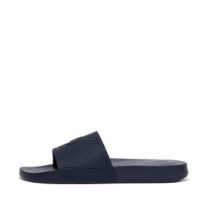 Navy Men's FitFlop Iqushion Pool Slides | 291XSTRWL