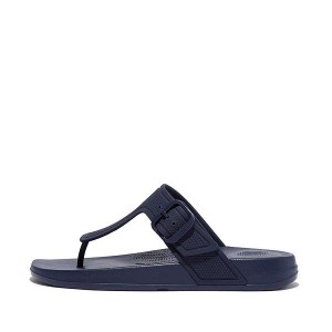 Navy Women's FitFlop Iqushion Adjustable Buckle Flip Flops | 312NUZQFD