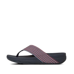 Navy Women's FitFlop Surfa Toe-Post Sandals | 549MPGUAR