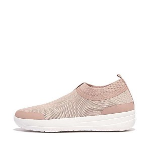 Pink / White Women's FitFlop Uberknit Slip On Sneakers | 847SZTVUH