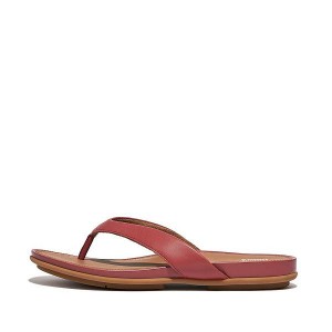 Red Women's FitFlop Gracie Leather Flip Flops | 164RJNOLC