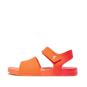 Red / Coral Kids' FitFlop Iqushion Junior Ombre Ergonomic Back-Strap Sandals | 301MYNDOE