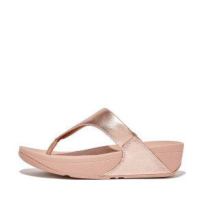 Rose Gold Women's FitFlop Lulu Leather Toe-Post Sandals | 612LMDUOV