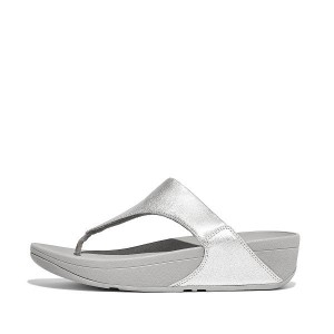 Silver Women's FitFlop Lulu Leather Toe-Post Sandals | 124BEGQMN