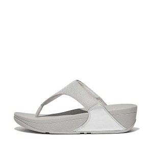 Silver Women's FitFlop Lulu Shimmerlux Toe-Post Sandals | 283HWGKFZ