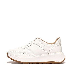 White Women's FitFlop F-Mode Leather Flatform Sneakers | 627FXIOEL