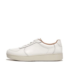 White Women's FitFlop Rally Leather Panel Sneakers | 326KZBCGV