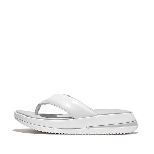 White Women's FitFlop Surff Padded Leather Toe-Post Sandals | 130CRKWQN