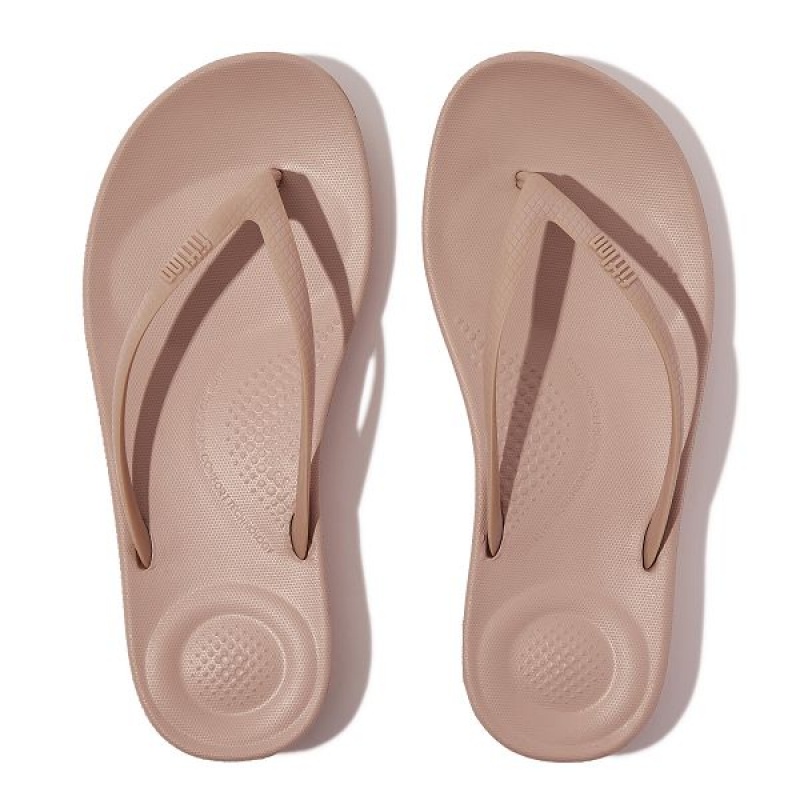 Beige Women's FitFlop Iqushion Ergonomic Flip Flops | 190BKNFZM