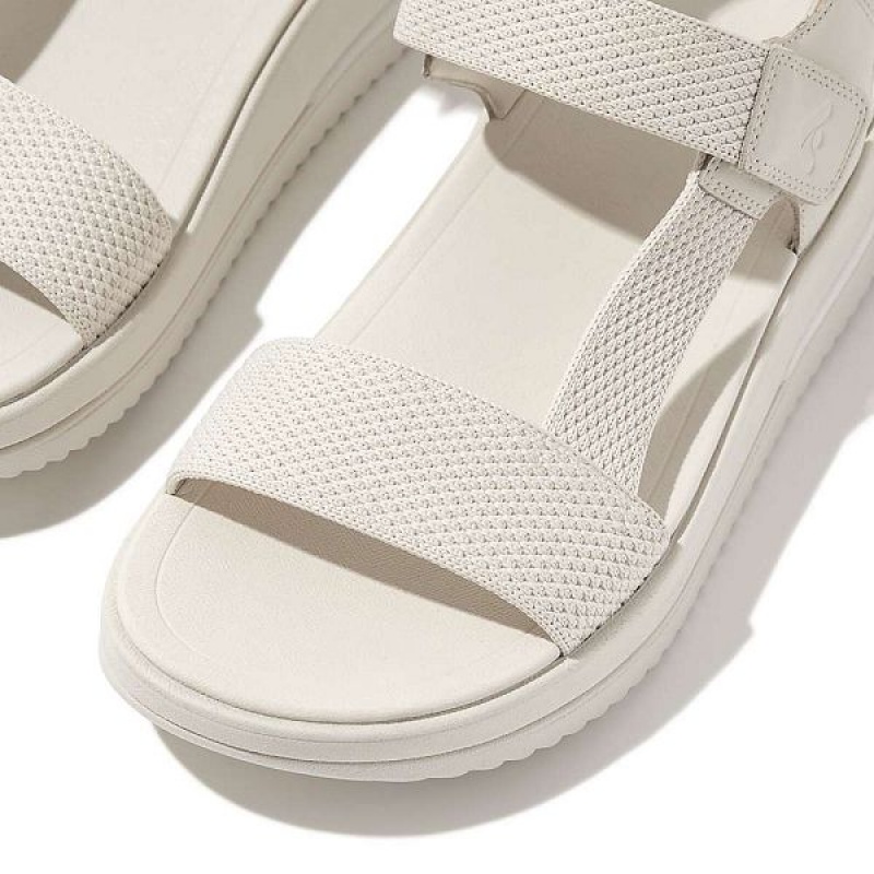 Beige Women's FitFlop Surff Sports Webbing Leather Back-Strap Sandals | 795KPSVTD