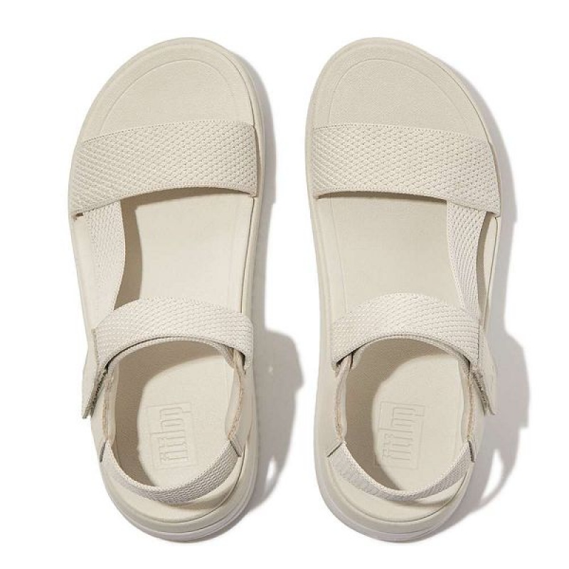 Beige Women's FitFlop Surff Sports Webbing Leather Back-Strap Sandals | 795KPSVTD