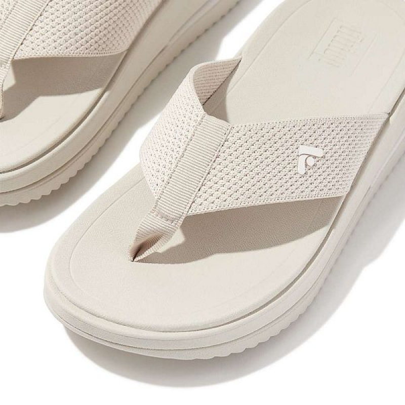 Beige Women's FitFlop Surff Sports Webbing Toe-Post Sandals | 043DCTUGE