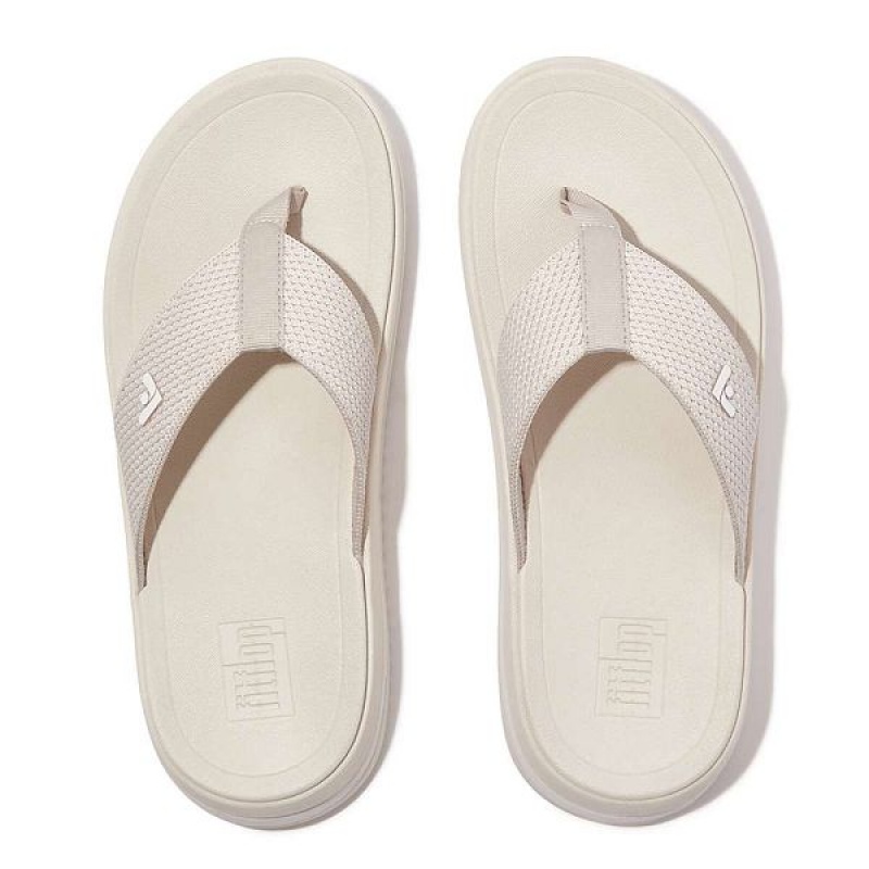 Beige Women's FitFlop Surff Sports Webbing Toe-Post Sandals | 043DCTUGE