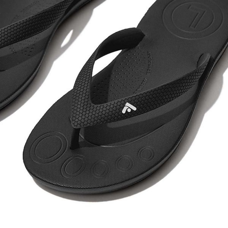 Black Kids' FitFlop Iqushion Junior Ergonomic Flip Flops | 025LDIMAE