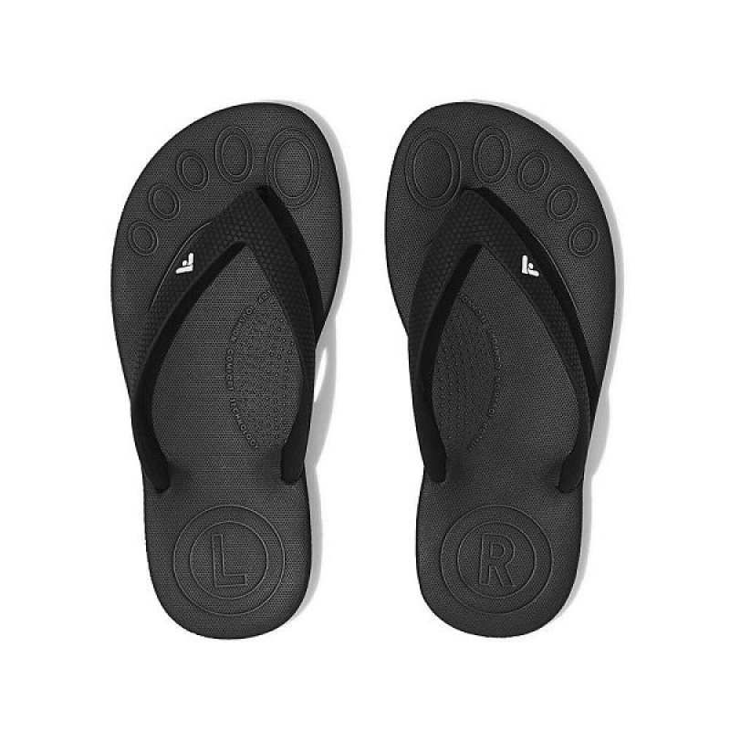 Black Kids' FitFlop Iqushion Junior Ergonomic Flip Flops | 025LDIMAE