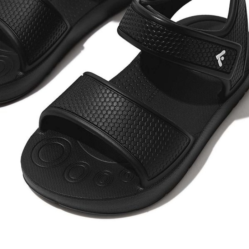 Black Kids' FitFlop Iqushion Toddler Ergonomic Back-Strap Sandals | 107MTPVLQ