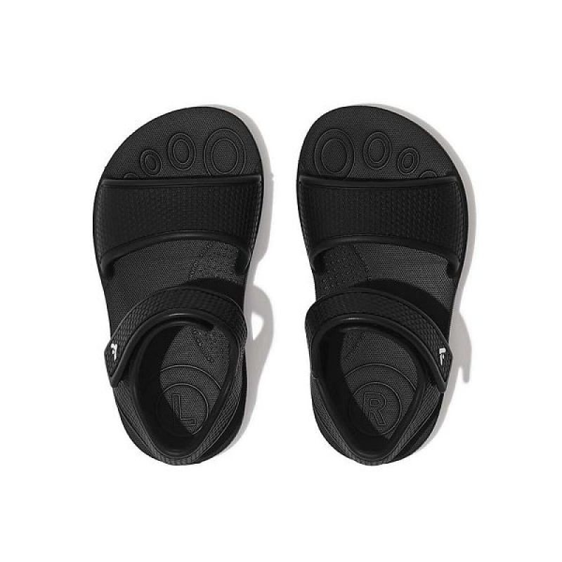 Black Kids' FitFlop Iqushion Toddler Ergonomic Back-Strap Sandals | 107MTPVLQ